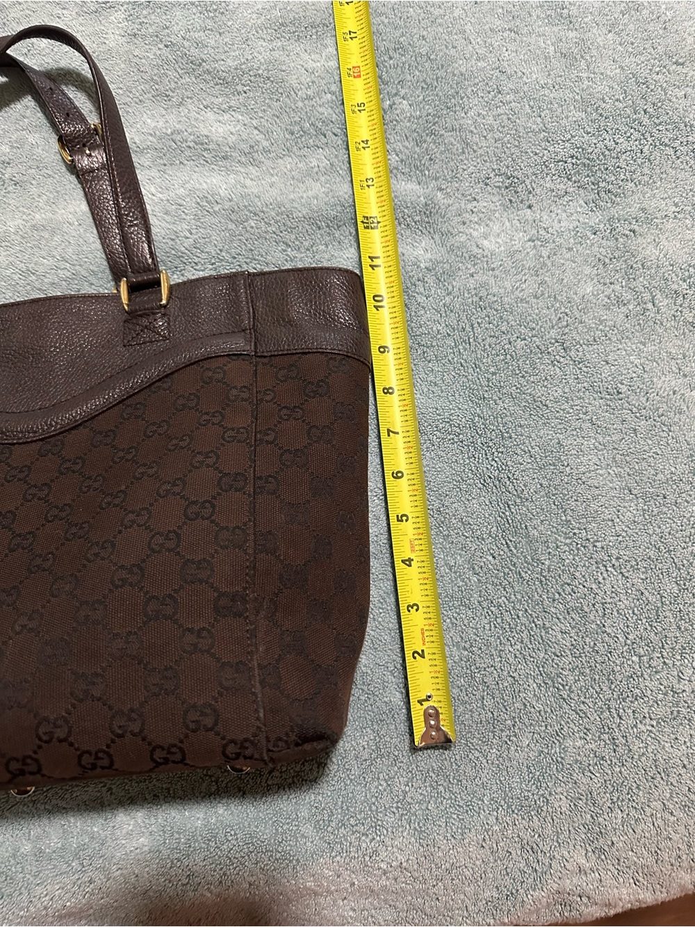 Gucci Chocolate Brown/Black Monogram Tote - Picture 14 of 15